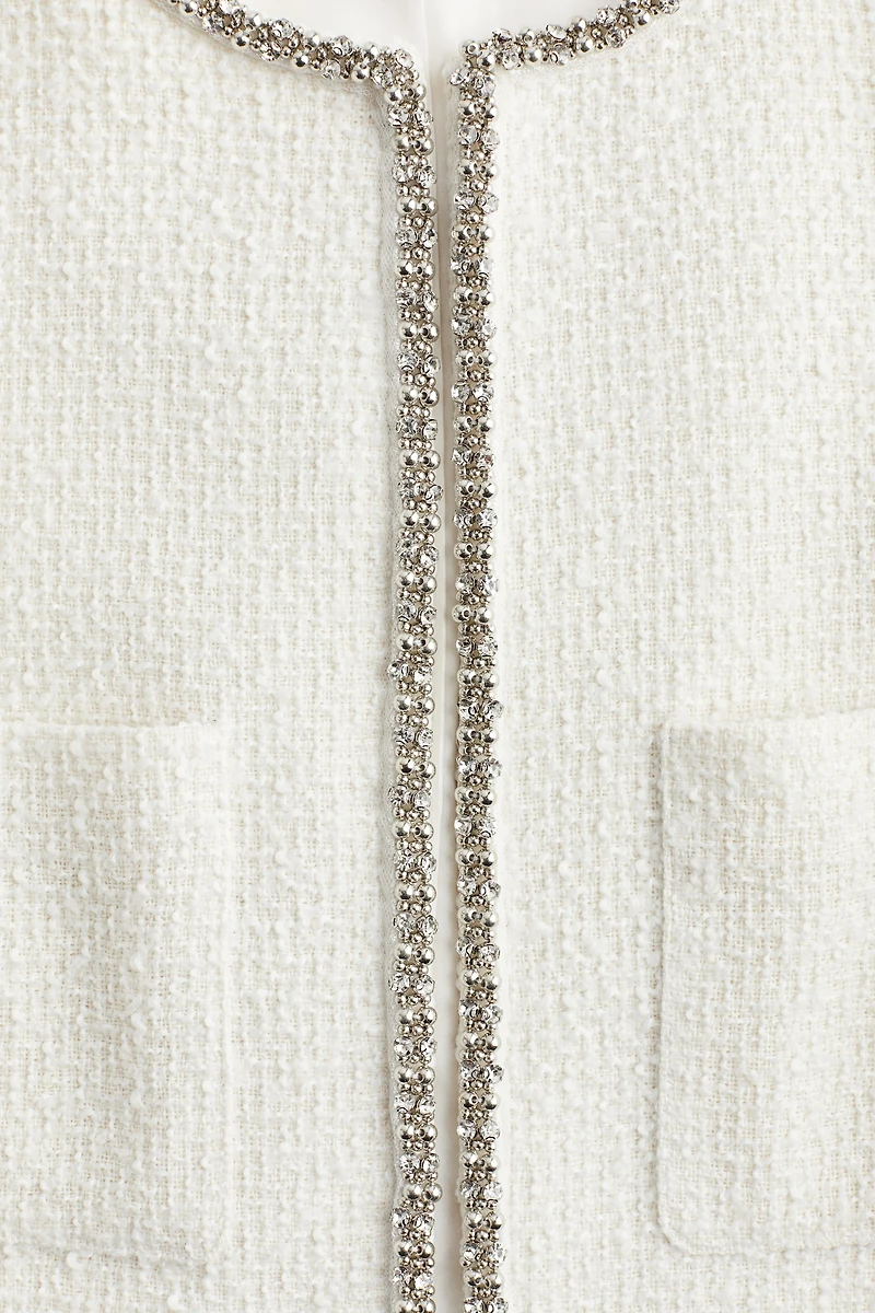 Rhinestone-Embellished Bouclé Jacket