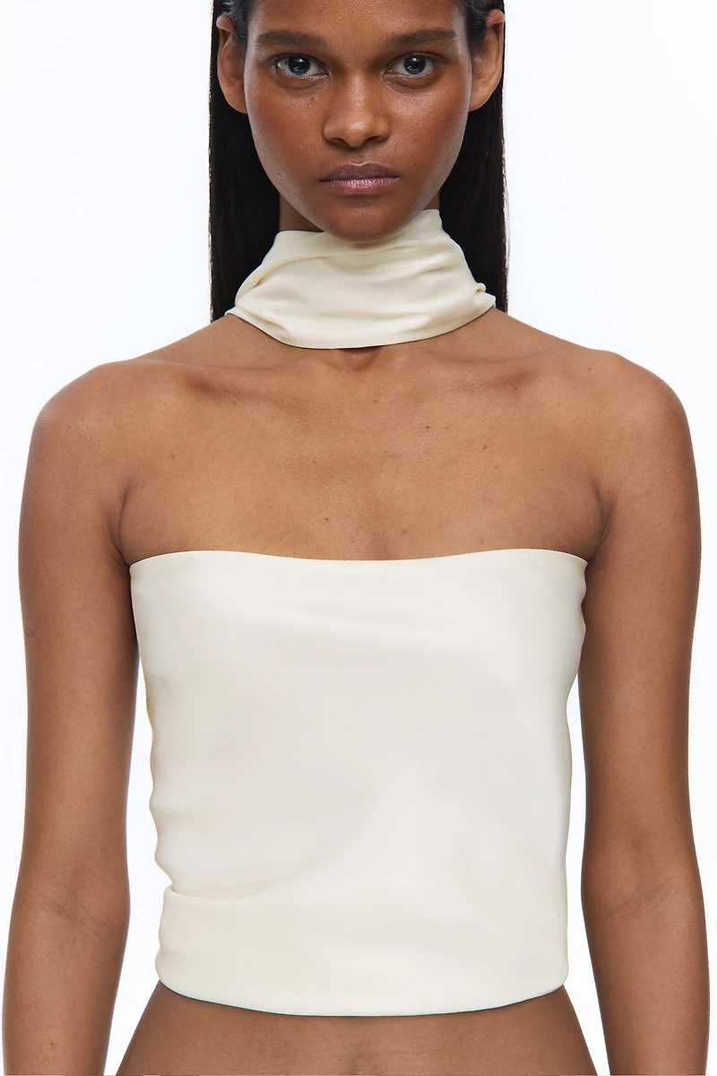 Satin Halterneck Crop Top