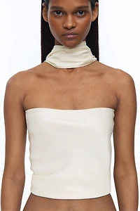 Satin Halterneck Crop Top