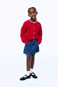 Motif-Detail Denim Skirt