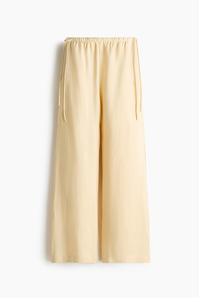 Linen-Blend Drawstring Pants
