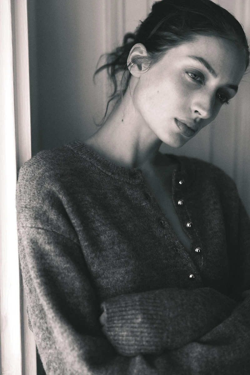 Sweater with Short Button Placket