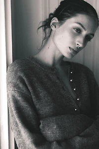 Sweater with Short Button Placket