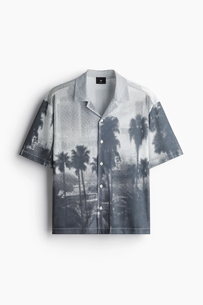 Loose-Fit Mesh Resort Shirt