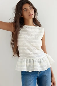 Ruffle-Trimmed Peplum Top