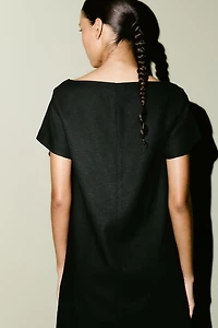 Linen-Blend Shift Dress