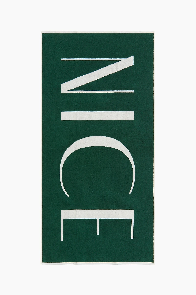 Cotton Beach Towel with Text Motif