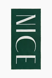 Cotton Beach Towel with Text Motif