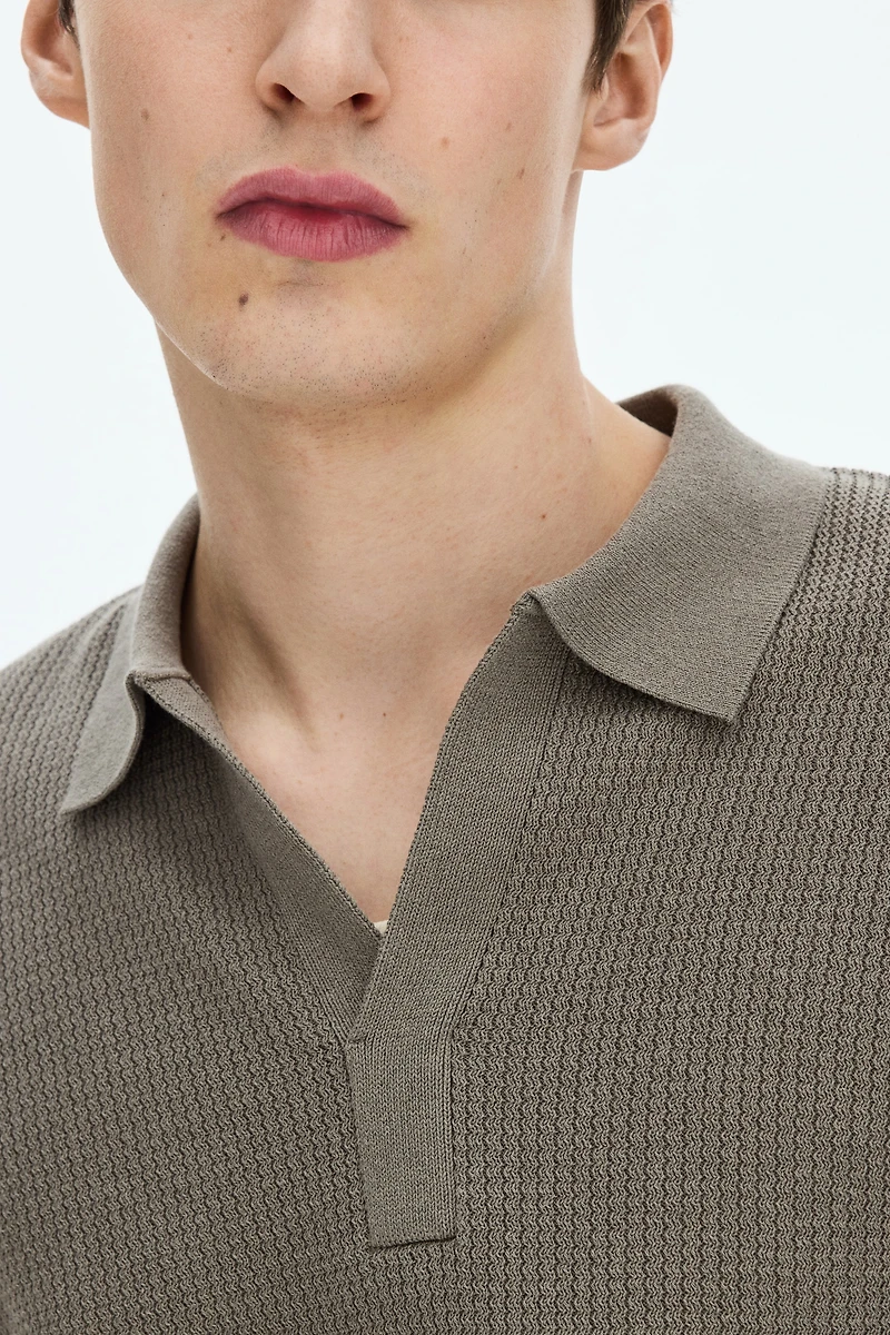 Regular-Fit Cable-Knit Polo Shirt