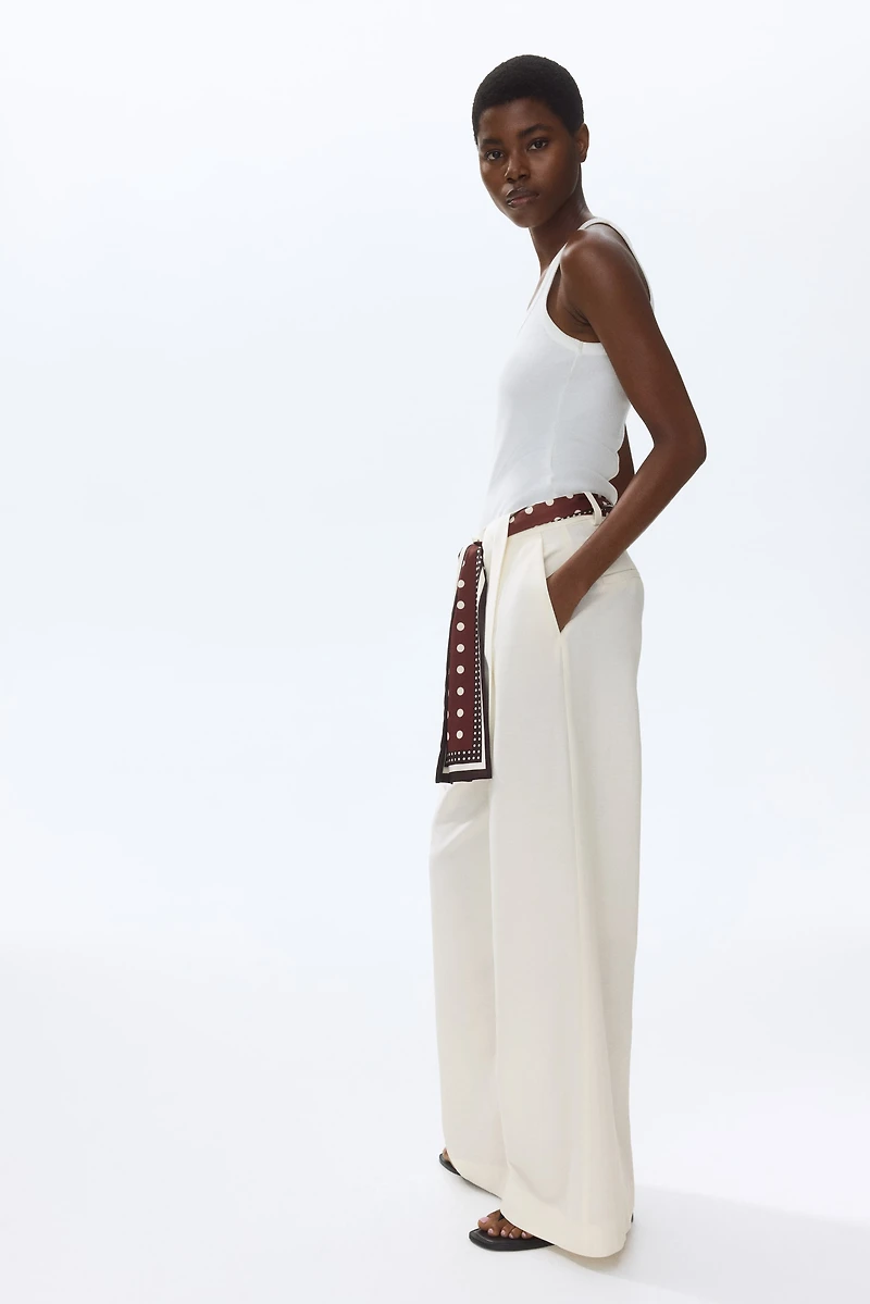 Pantalon en lin mélangé avec détail style foulard