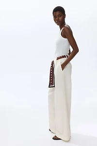 Pantalon en lin mélangé avec détail style foulard