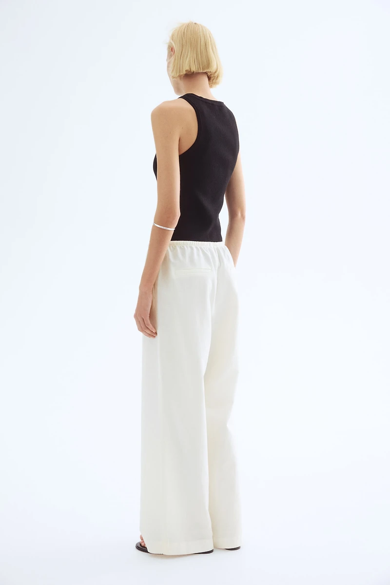 Straight linen-blend trousers