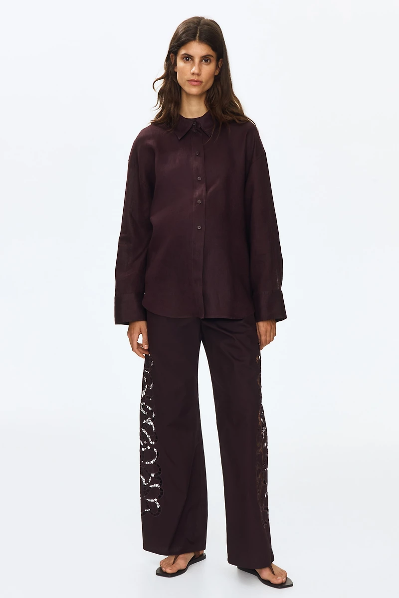 MAMA Pants with Eyelet Embroidery
