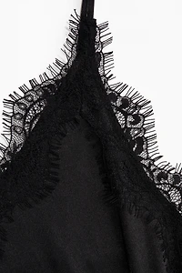 Lace-Trimmed Jersey Slip Dress