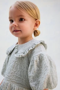 Puff-Sleeved Cotton Dress