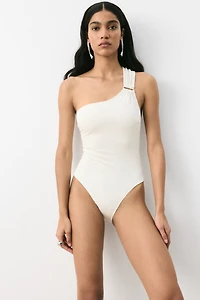 Padded-cup one-shoulder swimsuit