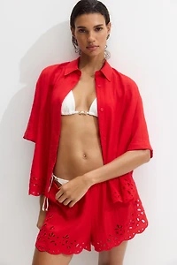 Shorts with Eyelet Embroidery