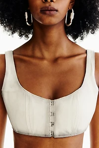 Haut bustier court en cuir