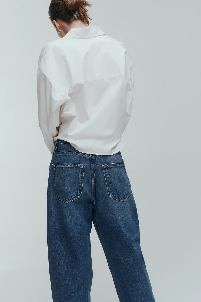High-Waist Barrel-Leg Ankle Jeans