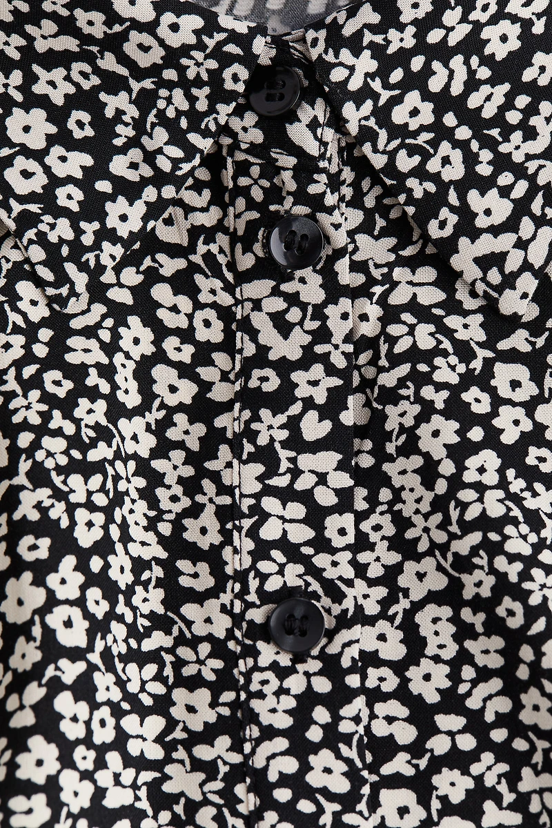Balloon-sleeved Shirt Dress