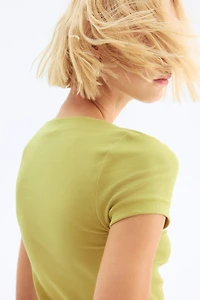 Ribbed Boat-Neck Top