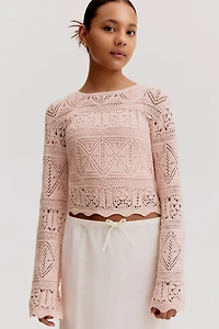 Pointelle-Knit Short Top