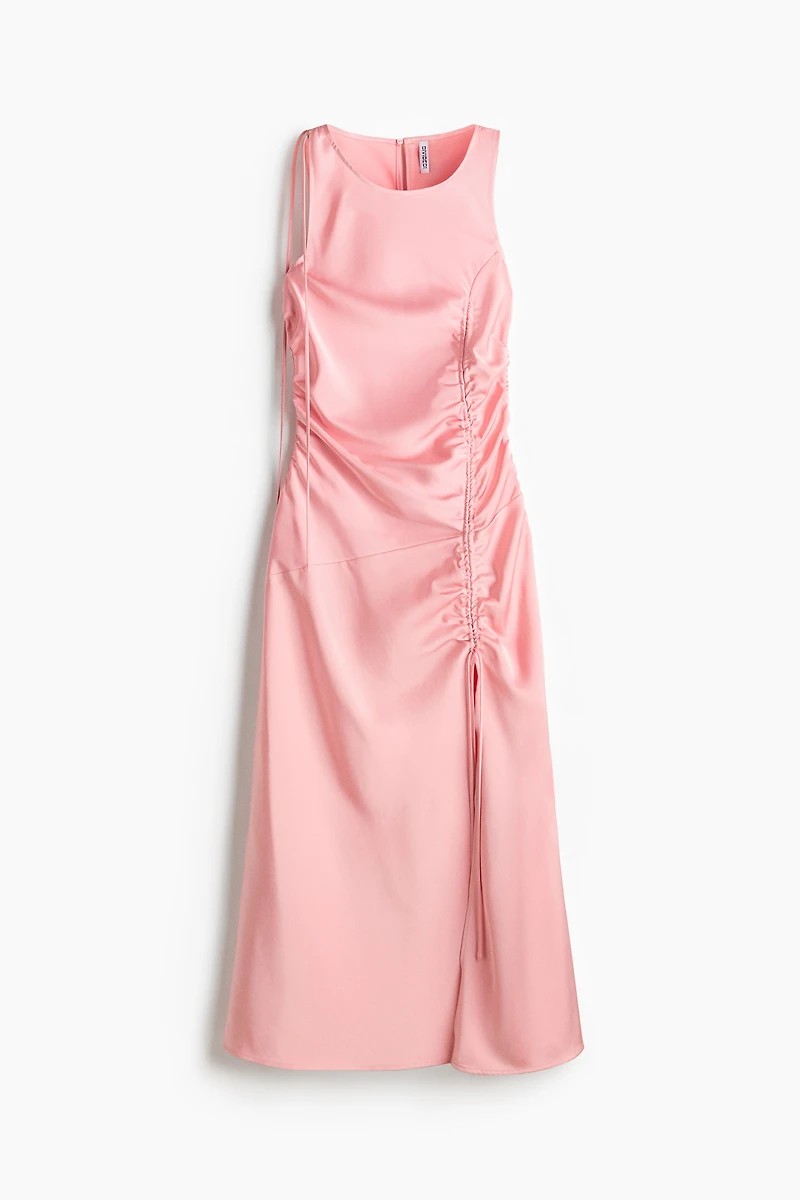 Drawstring-Detail Satin Dress