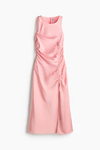 Drawstring-Detail Satin Dress