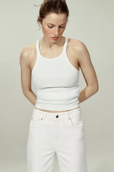 Jean taille haute à jambes larges