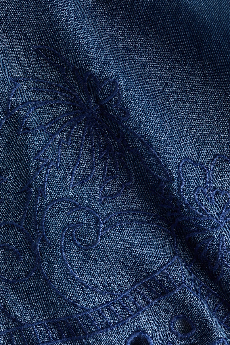 Denim Blouse with Embroidery