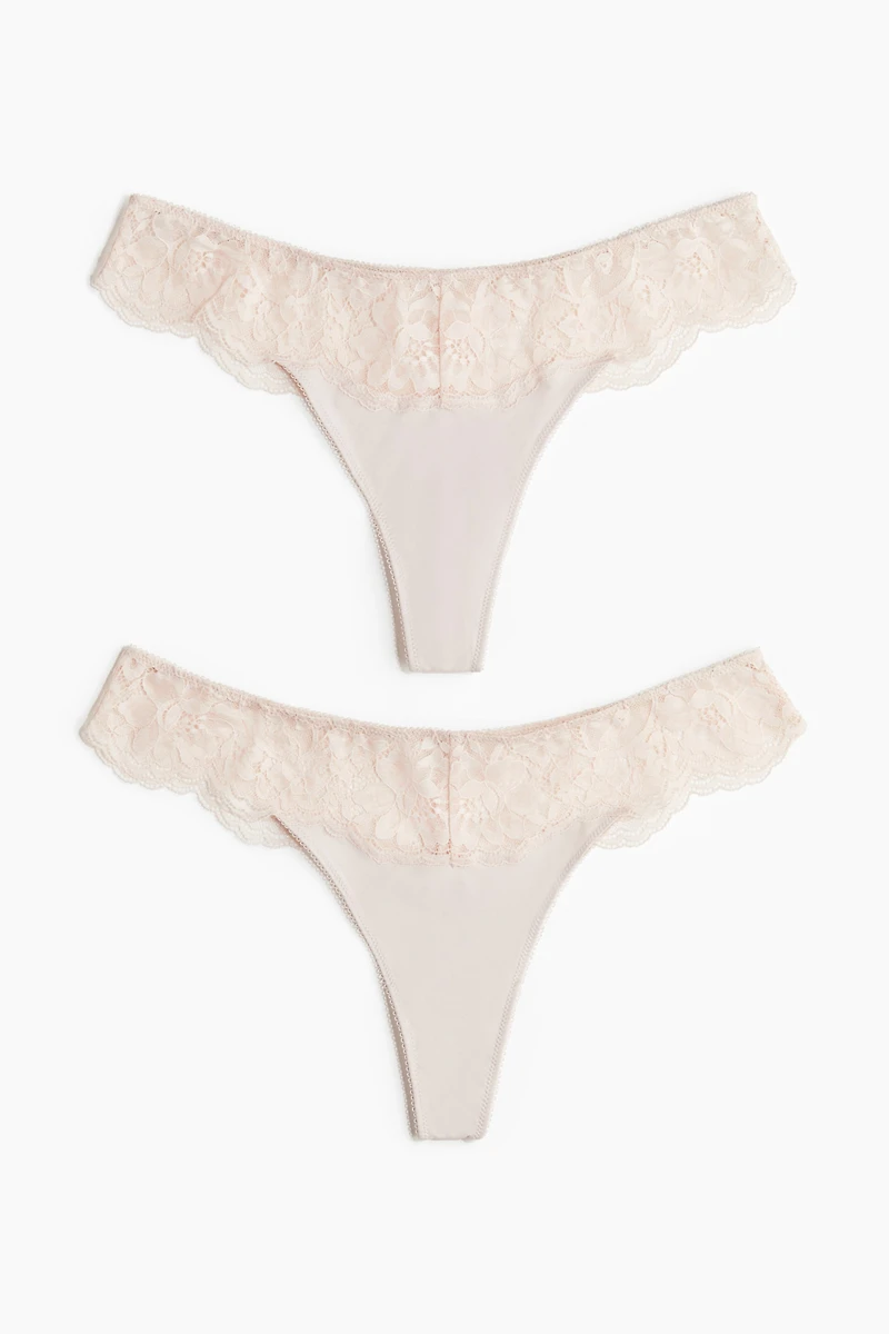 2-Pack Microfiber and Lace Thong Briefs