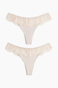 2-Pack Microfiber and Lace Thong Briefs