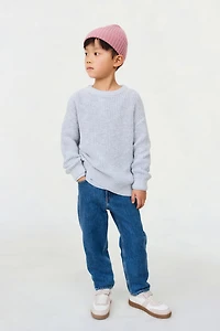 Patent-Knit Cotton Sweater