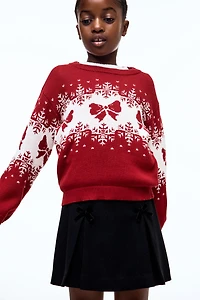 Jacquard-Knit Cotton Sweater