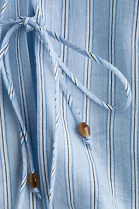 Linen-Blend Tie-Front Blouse