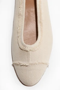Frayed Cotton Ballet Flats