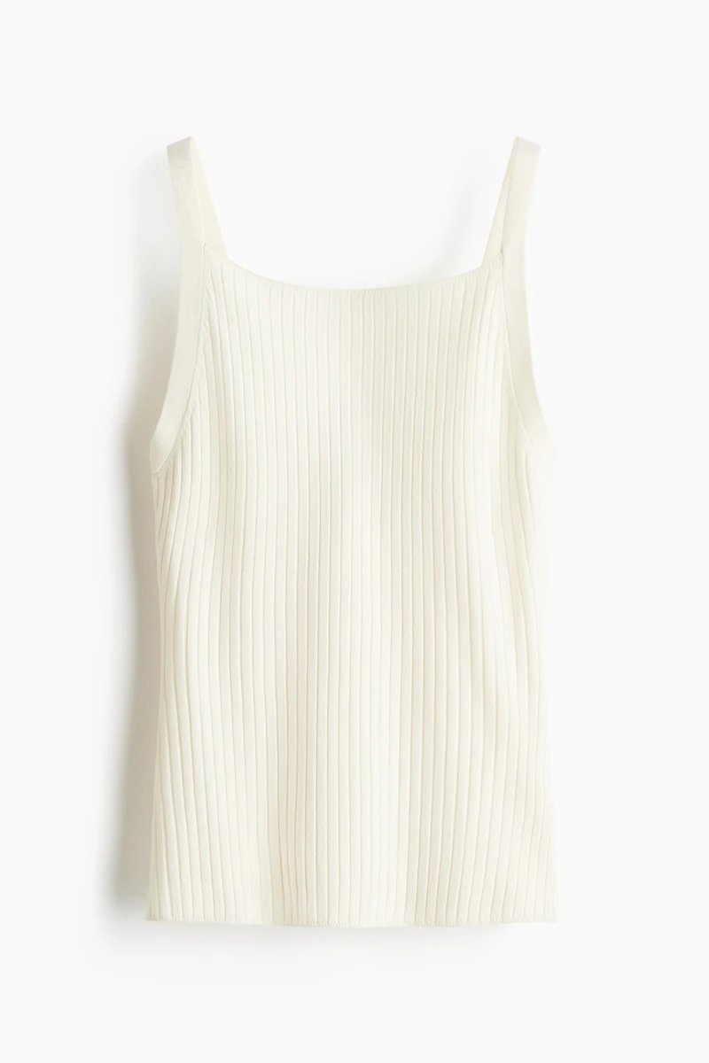Haut à bretelles fines en tricot côtelé