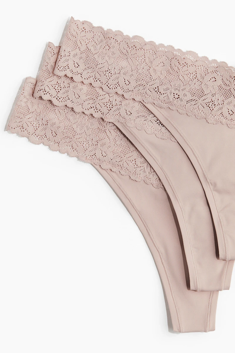 3-Pack Microfiber and Lace Thong Briefs