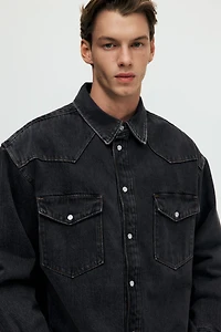 Chemise matelassée ample en denim