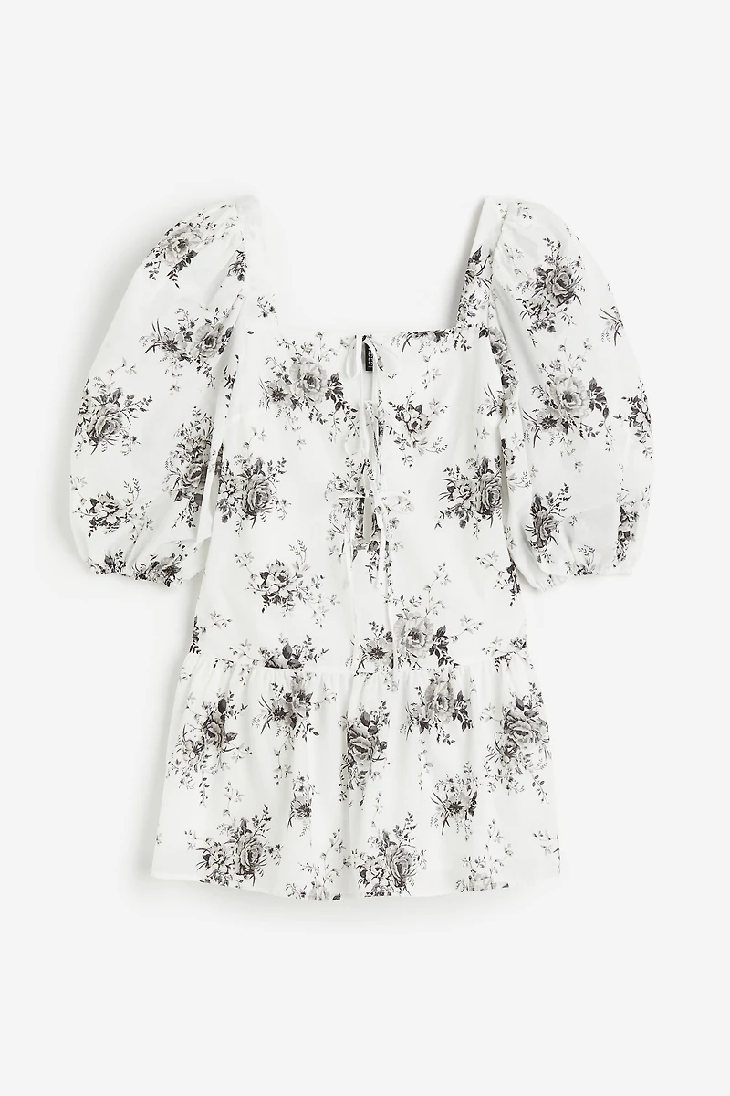 Puff-sleeved Poplin Dress