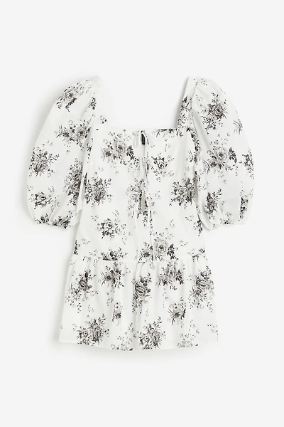 Robe en popeline avec manches bouffantes