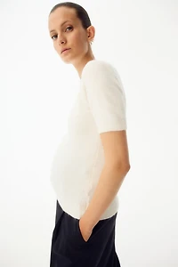 MAMA Short-Sleeved Fine-Knit Top