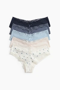 5-pack Cotton and Lace Hipster Briefs