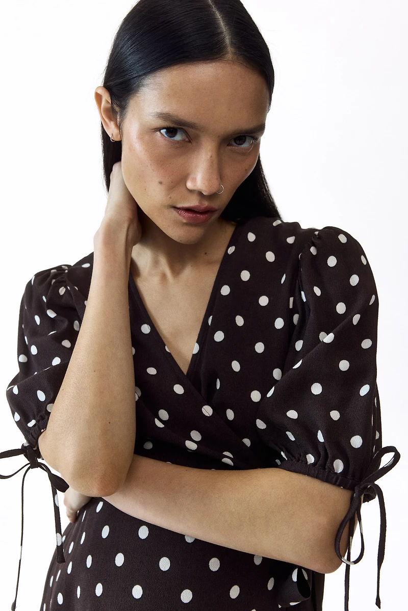 MAMA Puff-Sleeved Wrap Dress