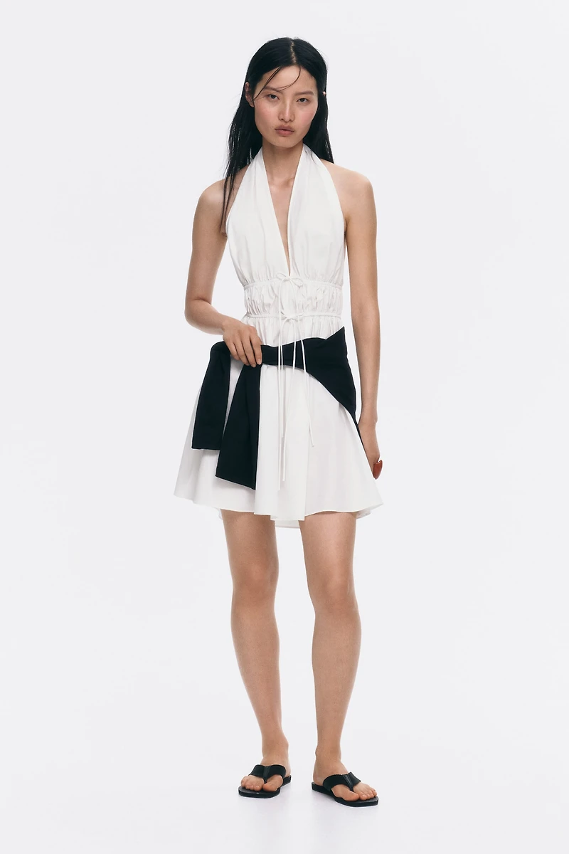 Drawstring-Detail Halterneck Dress