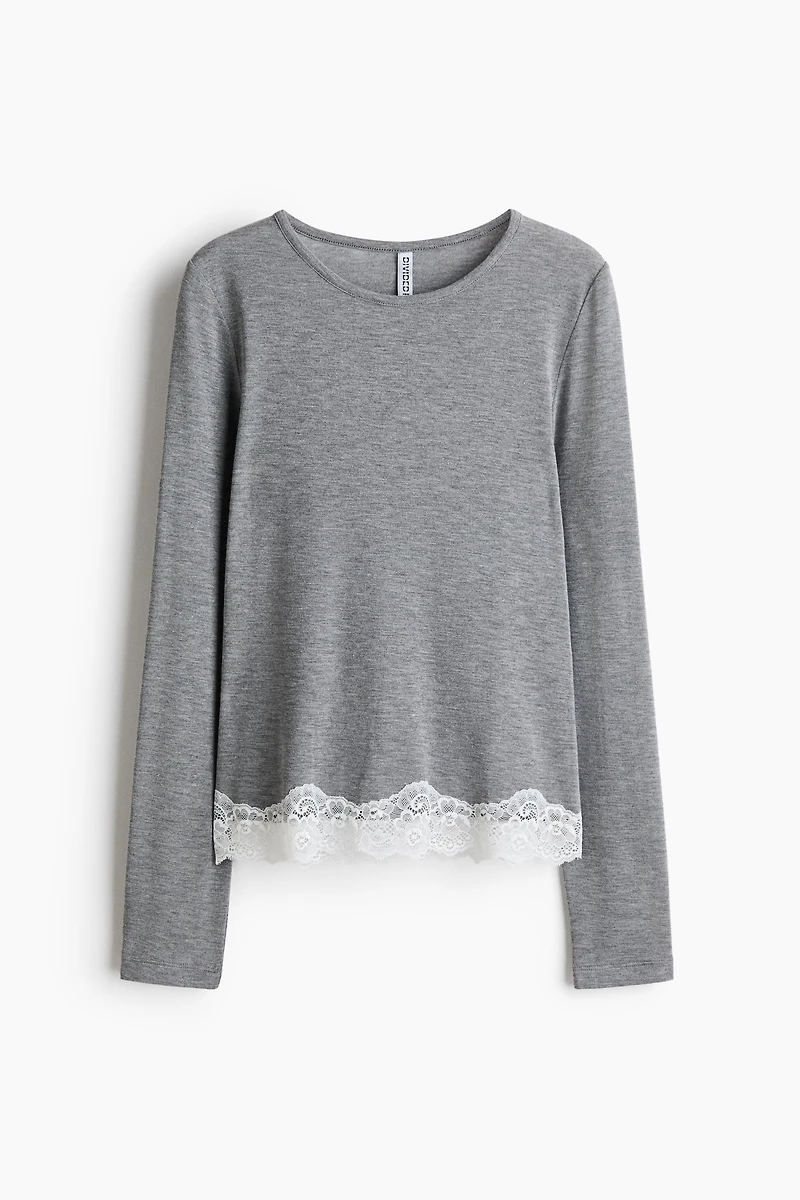 Lace-Trimmed Jersey Top