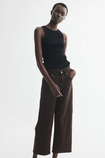 Wide High Waist Ankle Jeans