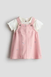Ensemble 2 pièces robe salopette et haut