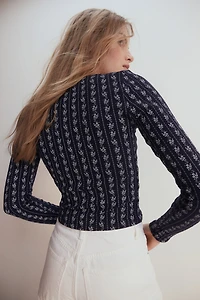Picot-Trimmed Ribbed Top