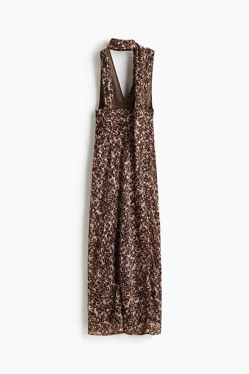 Scarf-Detail Chiffon Dress